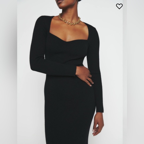 NWT Cashmere Reformation Tenore Black Sweater Midi Dress Medium - Picture 7 of 9